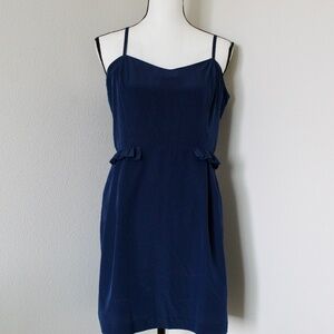Navy Blue Ruffled Waist Sleeveless Mini Dress